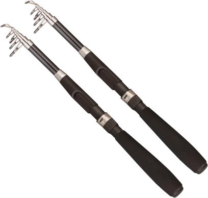 Fishing Pole Combo Set,2.1m/6.89ft 2PCS Collapsible Rods 2PCS Spinning Reels Lures Set Carrier Bag Carbon Fiber Telescopic Fishing Rods Sea Saltwater Freshwater Kit Fishing Rod Reel Combos - Image 5