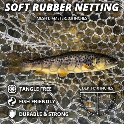 Long Fishing Net Telescoping Handle, Carbon Fiber Fish Net, Portable Landing Net Long Handle, 9ft/11.15ft Fishing Gear Equipment, Rubber Coated Netting, Holds up to 20lbs - Image 5